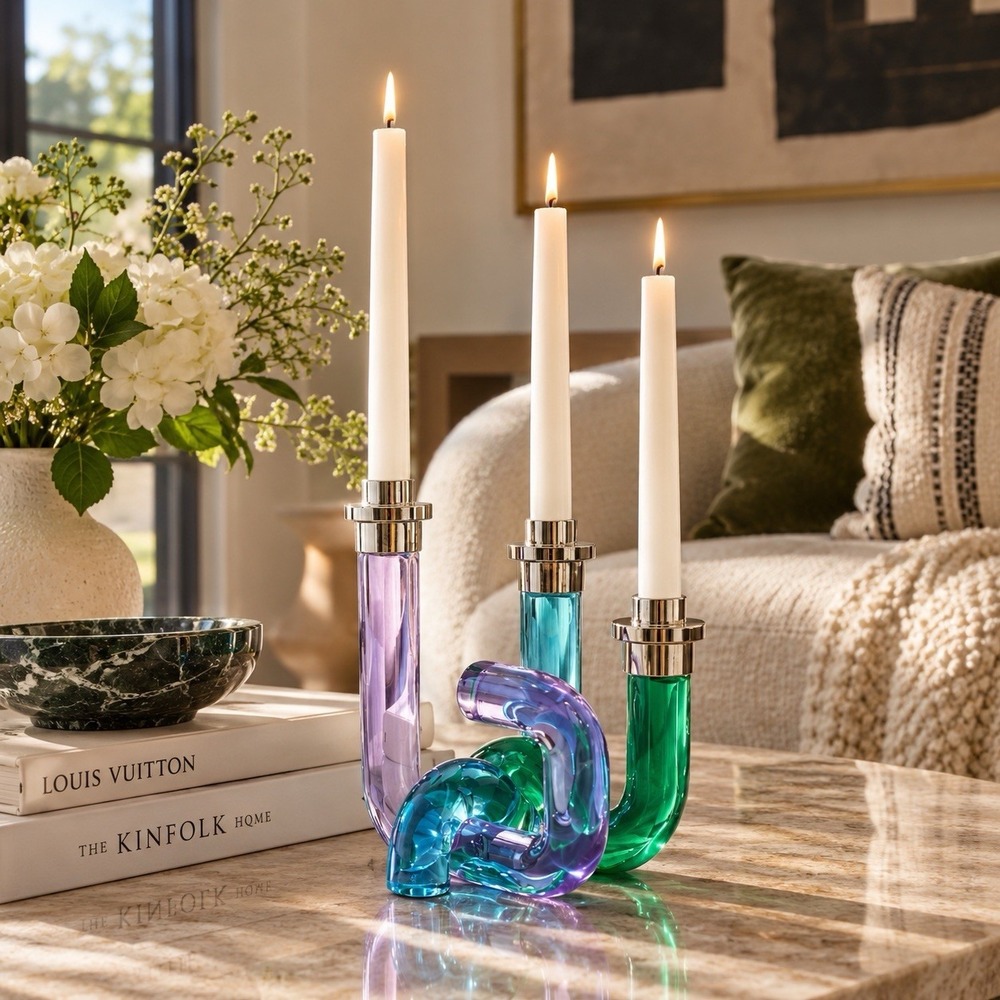 Jonathan Adler Pompidou Acrylic Candle Holder Luxury Pop Art Retro Decor